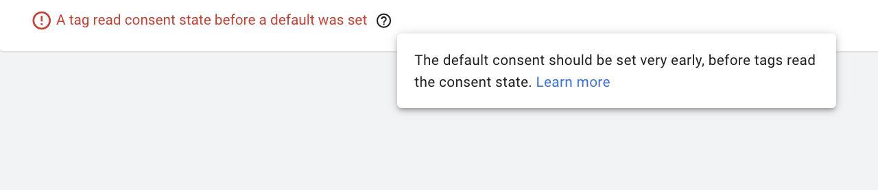 a tag read consent state before a default was set